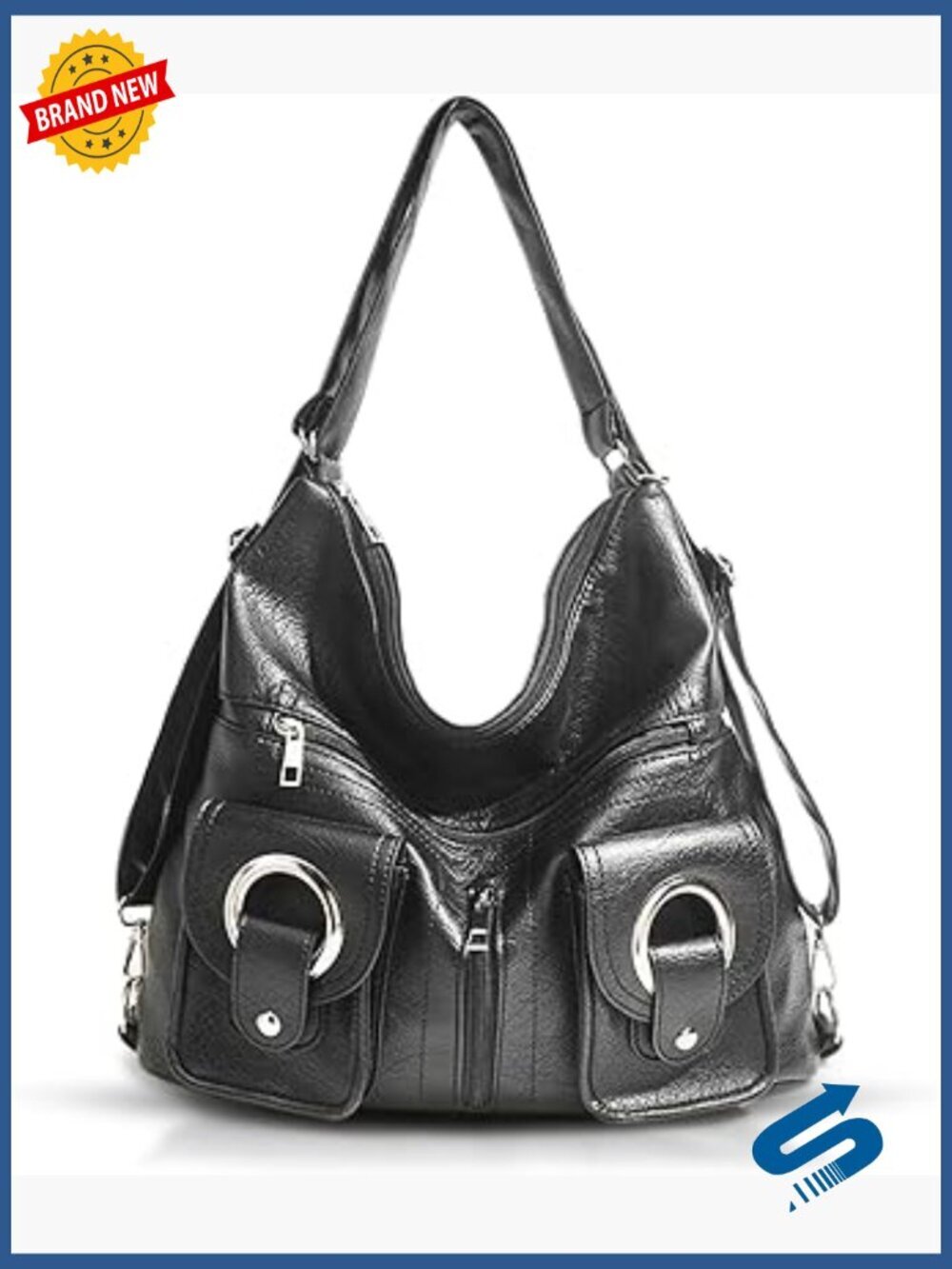 Convertible Leather Backpack & Tote, Shoulder Bag, Large Capacity, Vintage Hobo